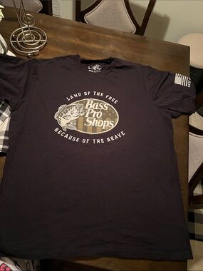 Bass Pro Shops Black Short Sleeve Tee with Patriotic Logo